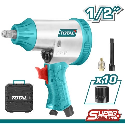 Total TAT41125 Air impact wrench set
  درل بناشرهواء 1/2 انش 312 نيوتن