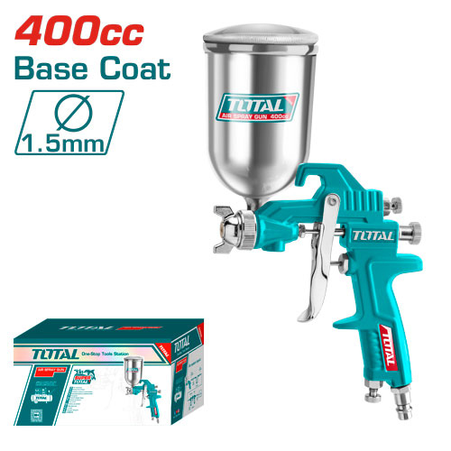 Total TAT10402 Air spray gun 400cc
  فرد رش دهان + أساس فاله  1.5 ملم طاسه علويه 3 عيارات