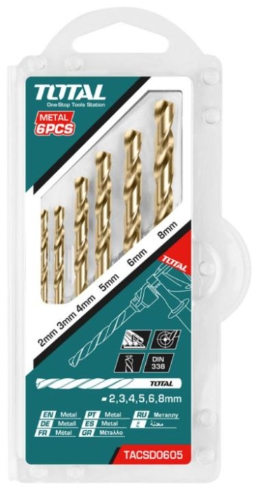 TOTAL 6PCS HSS Twist Drill Bits Set  طقم ريش حديد