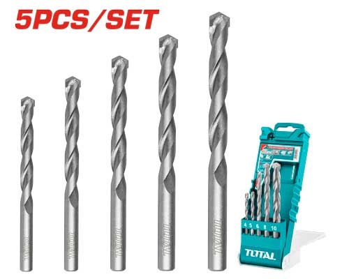 TOTAL TACSD7156 5PCS multi-function drill bits طقم ريش متعدد 4-10 ملم حديد باطون جرانيت