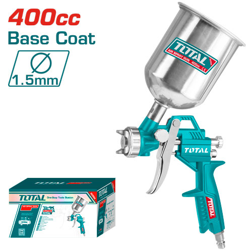 TOTAL TAT10401 SPRAY GUN 400cc
 فرد رش دهان + أساس فاله  1.5 ملم طاسه علويه