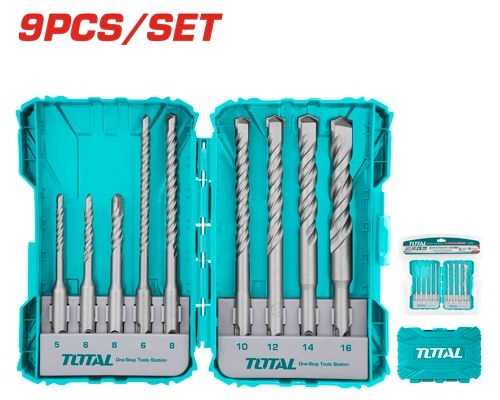 Total TACSDL30901SDS-plus طقم ريش حجر كبس 9 قطع