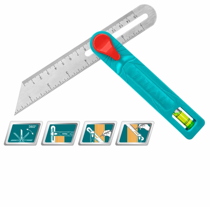 Total TAHS181511 Angle square 7" زاوية علام متحركة مع ميزان ماء