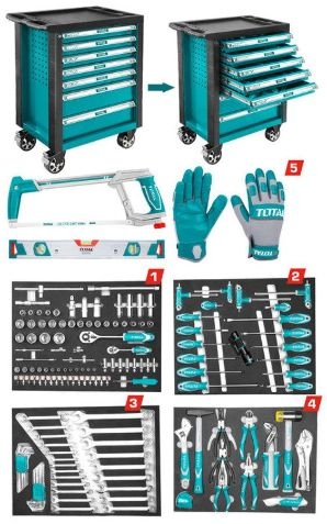 TOTAL THPTCS71621 162 Pcs Tool Chest Set عرباية عدد متكاملة 162 قطعة