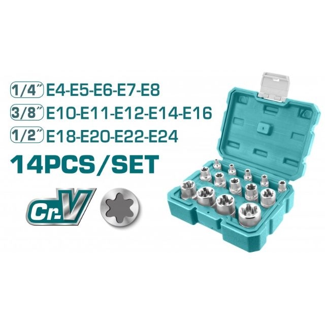 TOTAL THKTETS0114  14Pcs Star Socket Set طقم بوكس نجمة