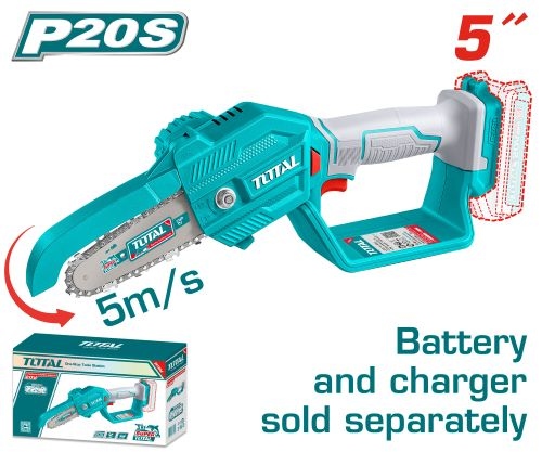 Total TGSLI2058 منشار شجر جنزير شحن 5 انش 20 فولت بدون بطارية وشاحن