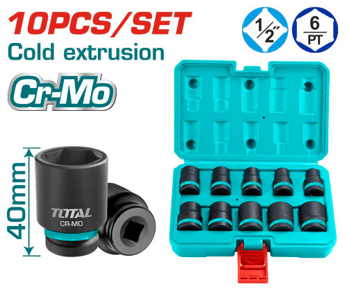 Total THISTD12101 طقم بوكس اسود 1/2 انش قياس 10-24