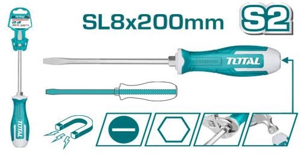 Total THGS82006 Slotted go-through screwdriver مفك ضرب عادي 8*200