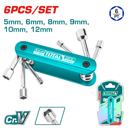 Total THFND061 6 Pcs  folding nut driver set طقم عده دراجة طوي