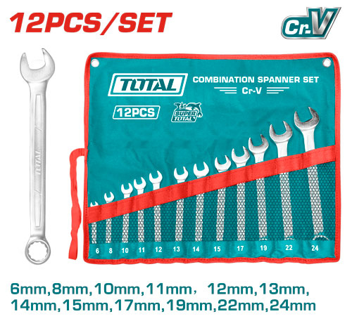 طقم شق رنج 6-24 ملم Total THT1022121 12Pcs combination spanner set