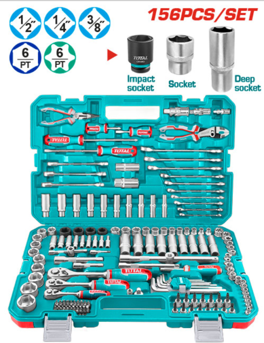 Total THKTHP21566 طقم عدة 156 قطعة