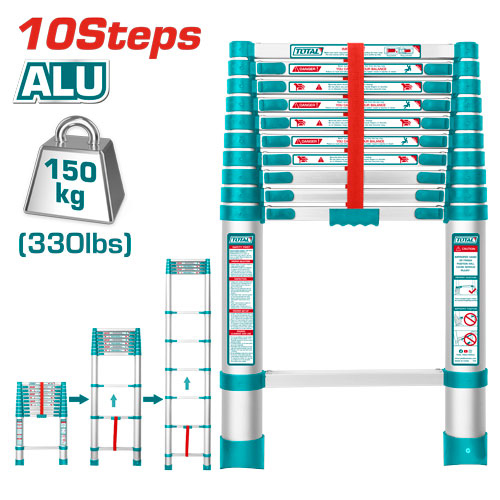 Total THLAD08101 سلم تلسكوب 10 درجات 3 متر