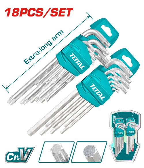 Total THT106KT0181 18 Pcs hex key and torx key set طقم الن كي مسدس ومشرنف 18 قطعة