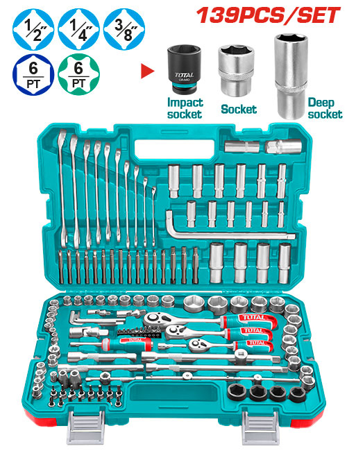Total THKTHP21396 طقم عدة 138 قطعة