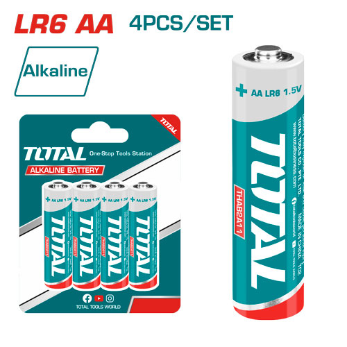 Total THAB2A11 Alkaline
 كرت بطاريات 4 حبات
 AA