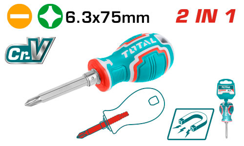 TOTAL THT250216  2 IN 1 Screwdriver set  مفك قلاب طبة قصير
