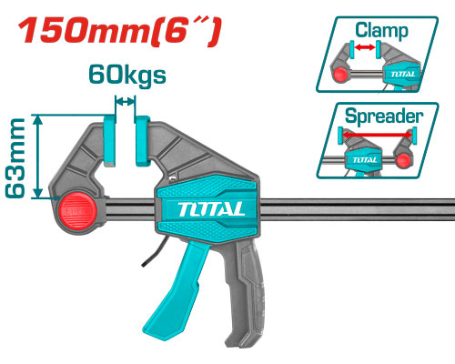 Total THT1340601 Quick bar clamps 6" مربط نجارين اتوماتيك