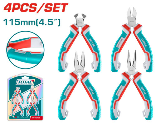 Total THT1K0404 4 Pcs mini pliers set طقم زراديات الكتروني 4.5 انش 4 قطع