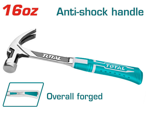 TOTAL THT7143166 Claw hammer 450g
 شاكوش خلع يد حديد مع نظام حمايه من الاهتزاز