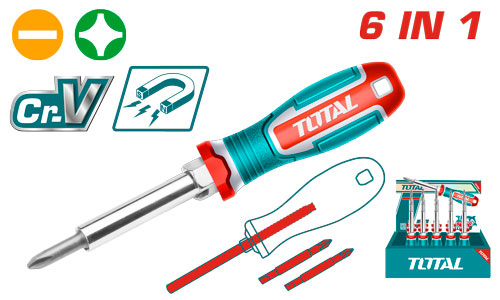 TOTAL THT2506076 6 IN 1 Screwdriver set مقك مع راسيات