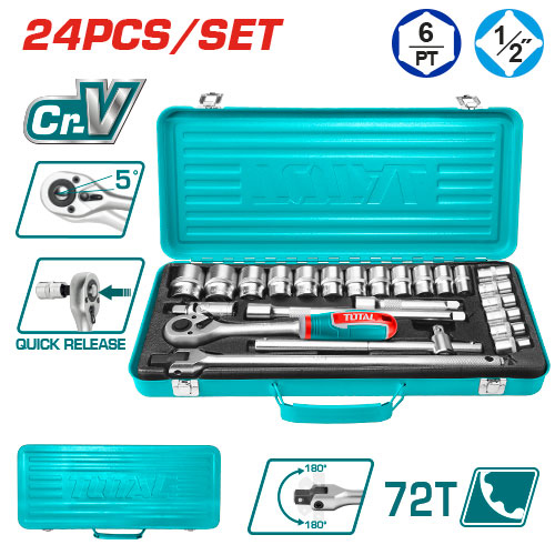 Total THT121242 طقم بوكس 1/2 انش 24 قطعة