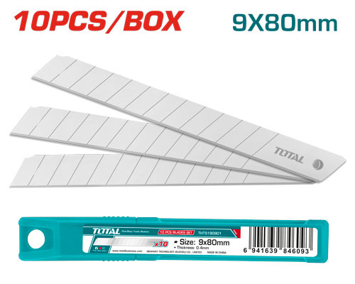 شفرات مشرط رفيع 10 قطع TOTAL THT5190901 9*80MM