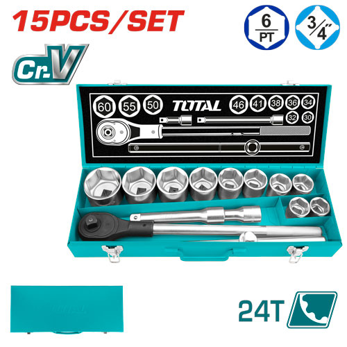 Total THT341151  15Pcs 3/4" DR.Socket-Set طقم بوكس