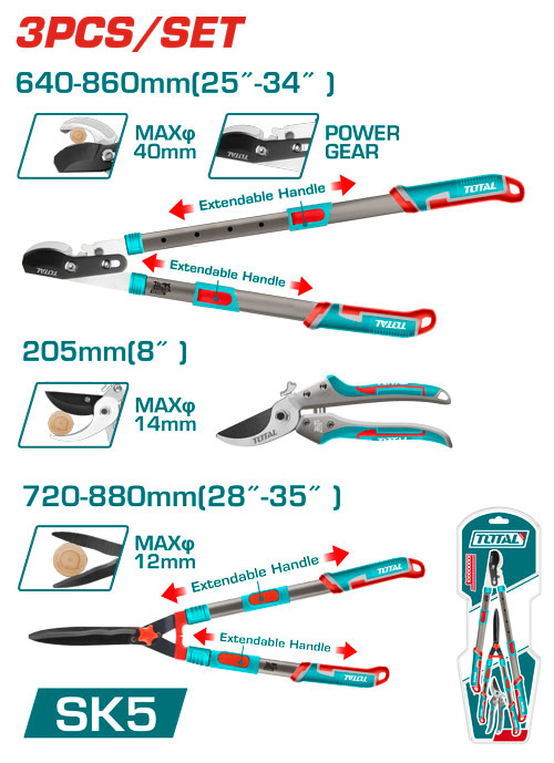 Total THT1593301  طقم مقصات زراعي 3 قطع