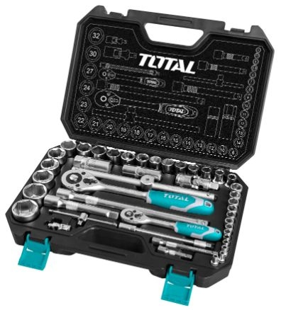 TOTAL THT421441 44 pcs 1/4″ + 1/2″ Socket Set طقم بوكس