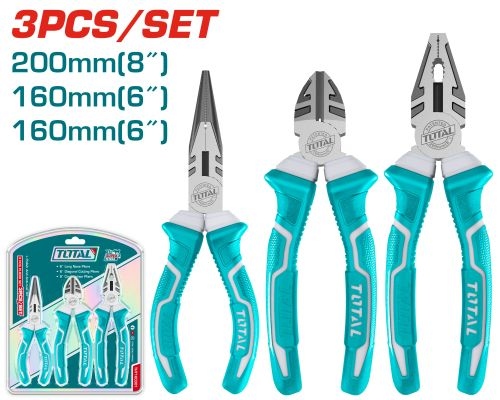 Total THT1K0301 3pcs Pliers set طقم زرادية عادي + بوز + قطاعة
