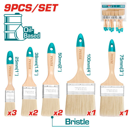 Total THT8414091 9pcs paint brush set طقم فراشي دهان 9 قطع