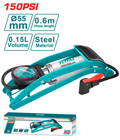 Total TMPP5511 Foot pump 120PSI
  منفاخ  هواء رجل مع ساعه