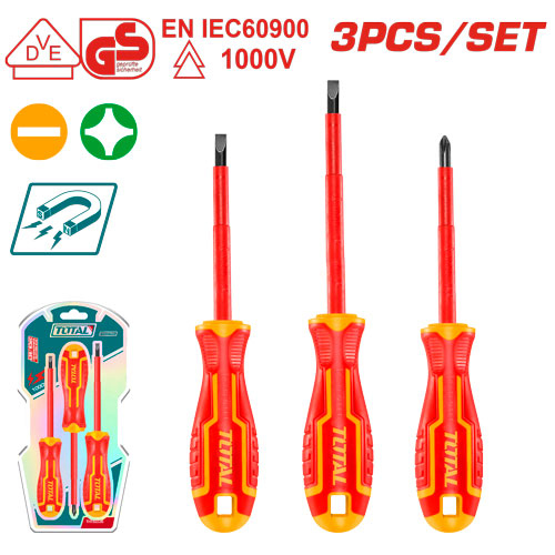 Total THTIS036 3 Pcs insulated screwdriver set طقم مفكات معزول 3 قطع