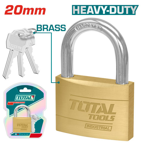 TOTAL TLK32202  Heavy duty brass block padlock قفل نحاس 20 ملم