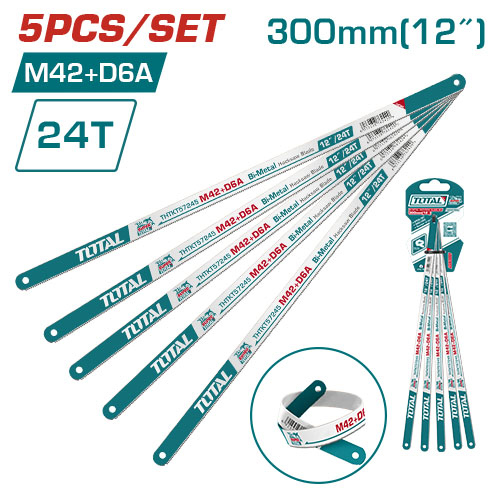 Total THTKT57245 Bi-Metal Hacksaw Blade Set  نسلة منشار حديد 5 قطع