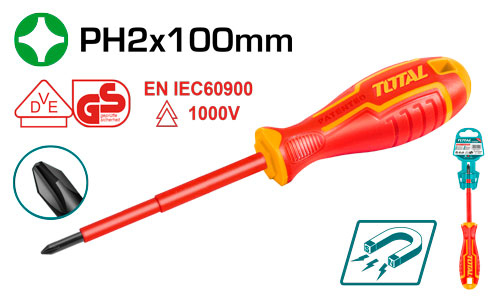TOTAL THTISPH2100 Insulated Screwdriver PH2×100 مفك مصل معزول