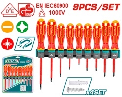 Total THTIS596 طقم مفكات معزول 9 قطع 1000 فولت