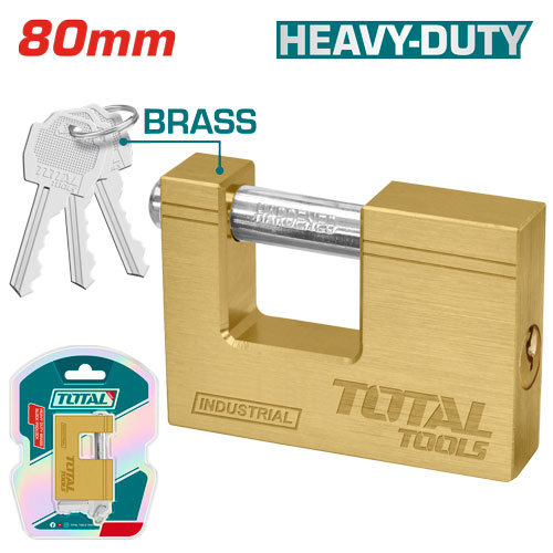 TOTAL TLK32803 Heavy duty brass block padlock قفل نحاس 80 ملم  مربع
