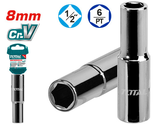 TOTAL THTST12083L  1/2 Deep Hexagonal socket 8mm بوكس طويل