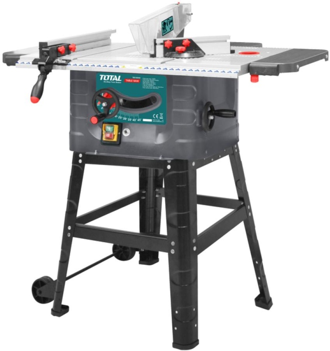 TOTAL TS5152542 Table saw
 1500W 10" منشار طاولة صناعي
Table size	725*490mm, Left & Right extensions: 440*125mm, Rear extension: 460*125mm