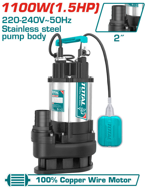Total TWP7110016 Sewage submersible pump مضخة غاطسة ستانلس 1.5 حصان 2 انش
