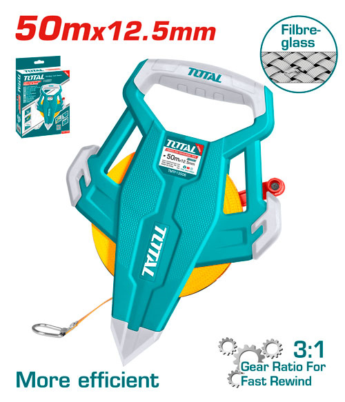 Total TMTF13506 Fibreglass measuring tape متر كركر 50 متر فيبر
