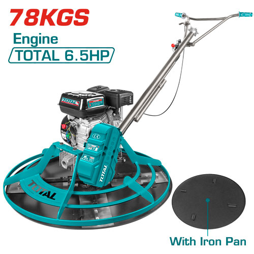 Total TP9361-2 Gasoline power trowel 6.5 HP
  ماكنة صقل باطون هوليكوبتر 6.5 حصان 
ROTOR DIAMETER:	91cm (36")