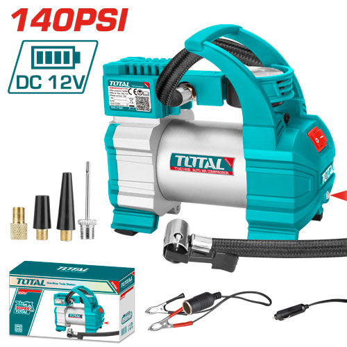 TOTAL TTAC1406 Auto air compressor 140PSI(10Bar) DC12V 
منفاخ عجال سيارة راس واحد