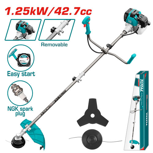 Total TP5434421 Gasoline grass trimmer and bush cutter
ماكنة جز وقص حواف العشب بنزين 
شفره + حبل