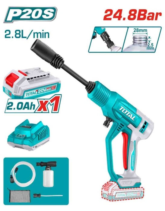 Total TPWLI2036 ماكنة غسيل شحن 20 فولت 24.8 بار مع بطارية 2 أمبير