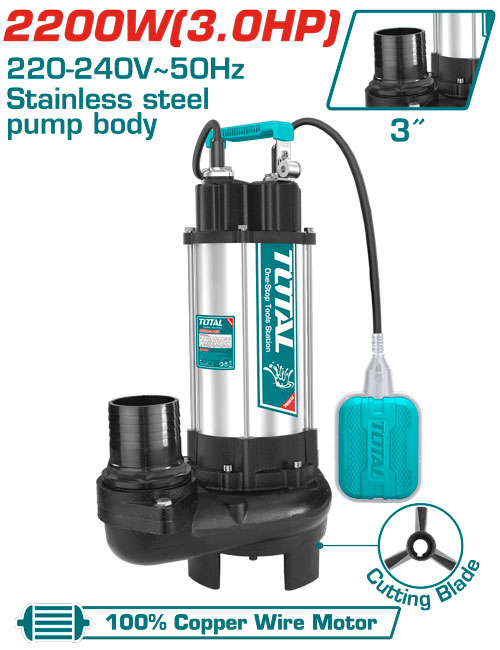 Total TWP7220026 Sewage submersible pump
 مضخة ماء ستانلس 3 حصان مع فرامة