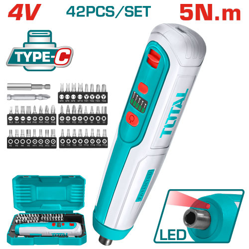 Total TSDLI0406
 مفك شحن 4 فولت مع راسيات شد + شنطه