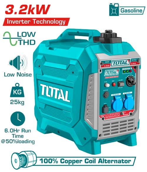 Total TP535006 Inverter gasoline generator
  مولد بنزين صامت 3.3 كيلو واط انفيرتر