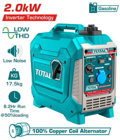 Total TP523006 Inverter gasoline generator
  مولد بنزين صامت 2 كيلو واط انفيرتر